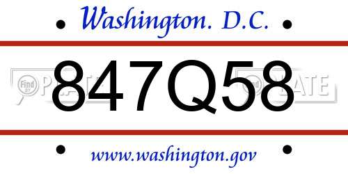847Q58 District Of Columbia License Plate