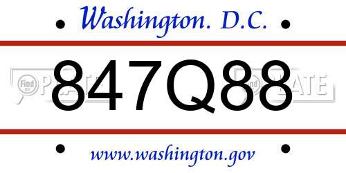 847Q88 District Of Columbia License Plate