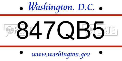 847QB5 District Of Columbia License Plate