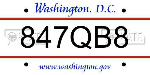 847QB8 District Of Columbia License Plate