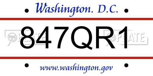 847QR1 District Of Columbia License Plate