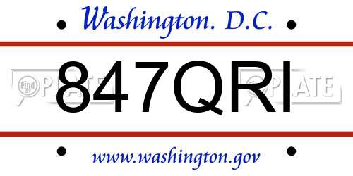 847QRI District Of Columbia License Plate