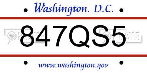 847QS5 District Of Columbia License Plate
