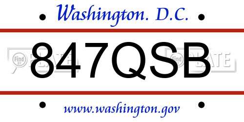 847QSB District Of Columbia License Plate