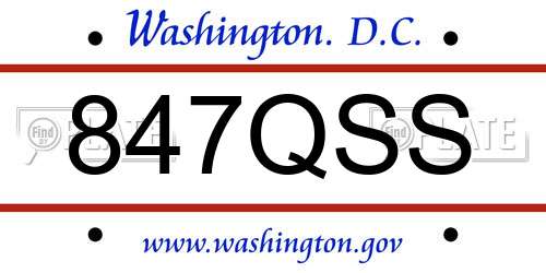 847QSS District Of Columbia License Plate