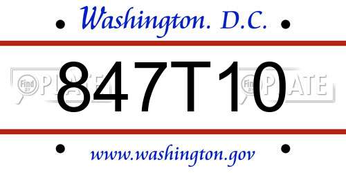 847T10 District Of Columbia License Plate