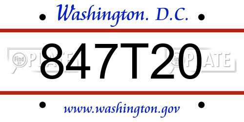 847T20 District Of Columbia License Plate