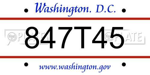 847T45 District Of Columbia License Plate