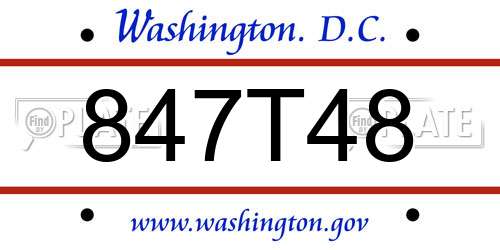 847T48 District Of Columbia License Plate