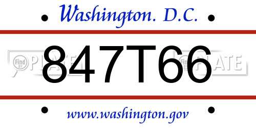 847T66 District Of Columbia License Plate