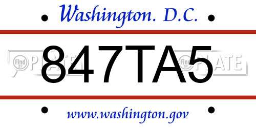 847TA5 District Of Columbia License Plate