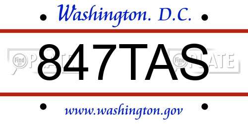 847TAS District Of Columbia License Plate