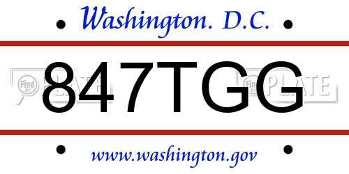 847TGG District Of Columbia License Plate
