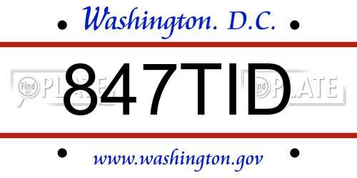847TID District Of Columbia License Plate
