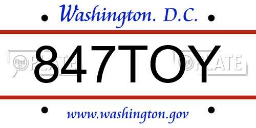 847TOY District Of Columbia License Plate