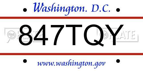 847TQY District Of Columbia License Plate