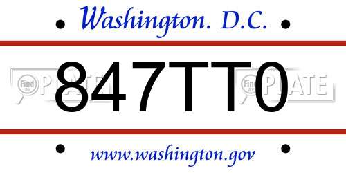 847TT0 District Of Columbia License Plate