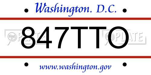 847TTO District Of Columbia License Plate