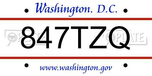 847TZQ District Of Columbia License Plate