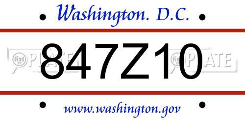 847Z10 District Of Columbia License Plate