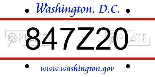 847Z20 District Of Columbia License Plate