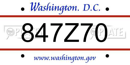 847Z70 District Of Columbia License Plate