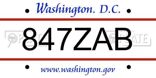 847ZAB District Of Columbia License Plate