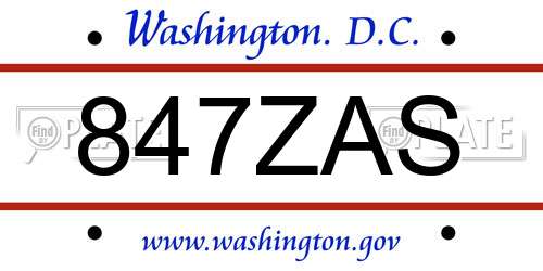 847ZAS District Of Columbia License Plate