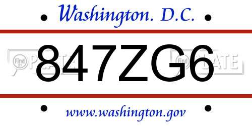 847ZG6 District Of Columbia License Plate