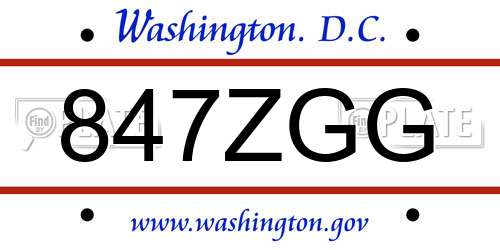 847ZGG District Of Columbia License Plate