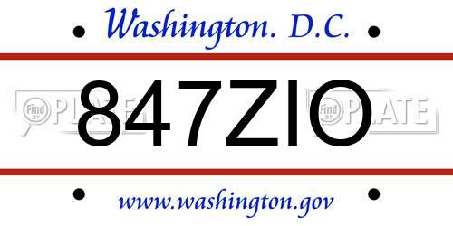 847ZIO District Of Columbia License Plate