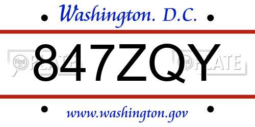 847ZQY District Of Columbia License Plate