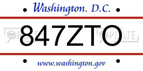 847ZTO District Of Columbia License Plate