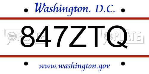847ZTQ District Of Columbia License Plate