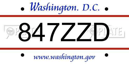 847ZZD District Of Columbia License Plate