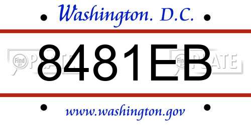 8481EB District Of Columbia License Plate