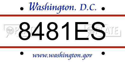 8481ES District Of Columbia License Plate