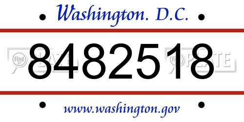 8482518 District Of Columbia License Plate