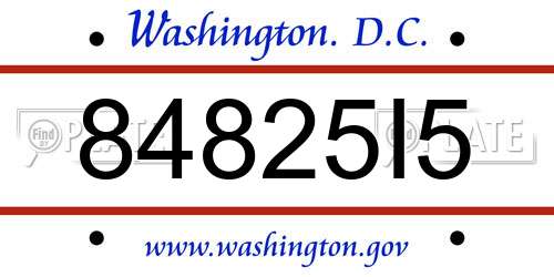 84825I5 District Of Columbia License Plate