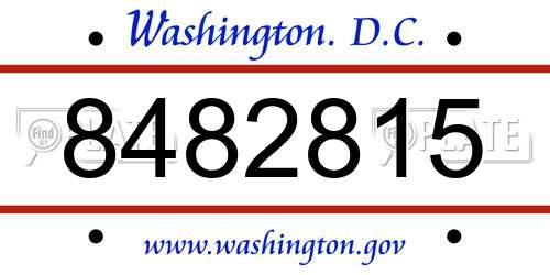 8482815 District Of Columbia License Plate