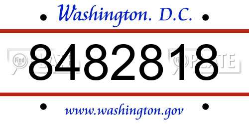 8482818 District Of Columbia License Plate