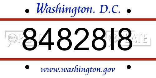 84828I8 District Of Columbia License Plate
