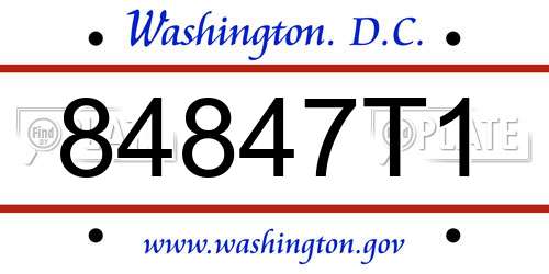 84847T1 District Of Columbia License Plate