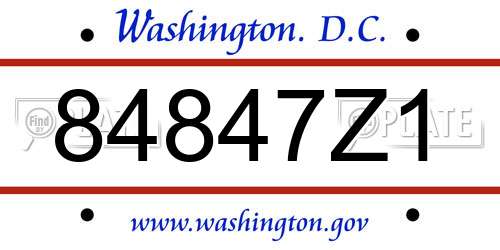 84847Z1 District Of Columbia License Plate