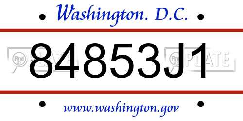 84853J1 District Of Columbia License Plate