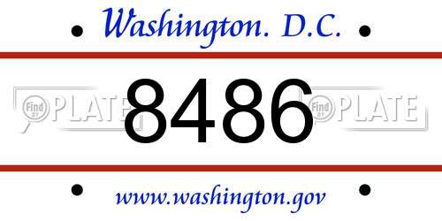 8486 District Of Columbia License Plate