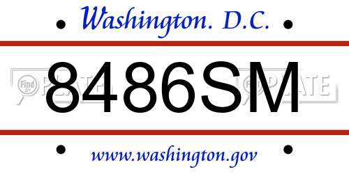 8486SM District Of Columbia License Plate