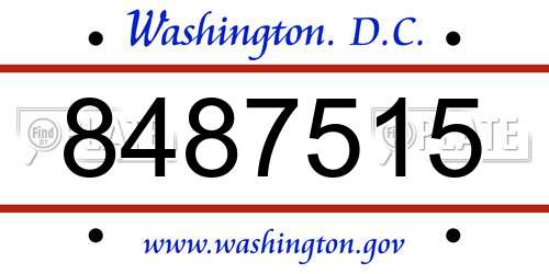 8487515 District Of Columbia License Plate