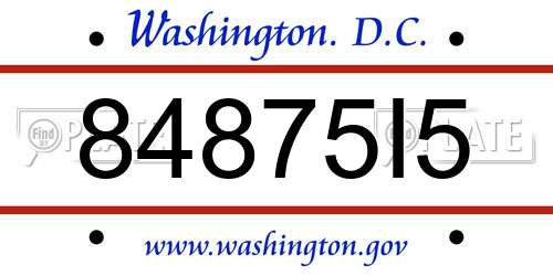 84875I5 District Of Columbia License Plate