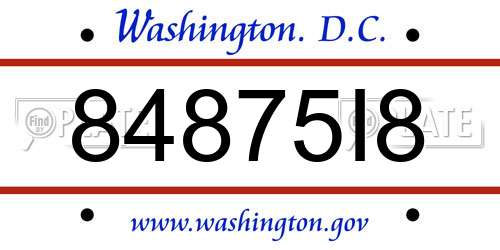 84875I8 District Of Columbia License Plate